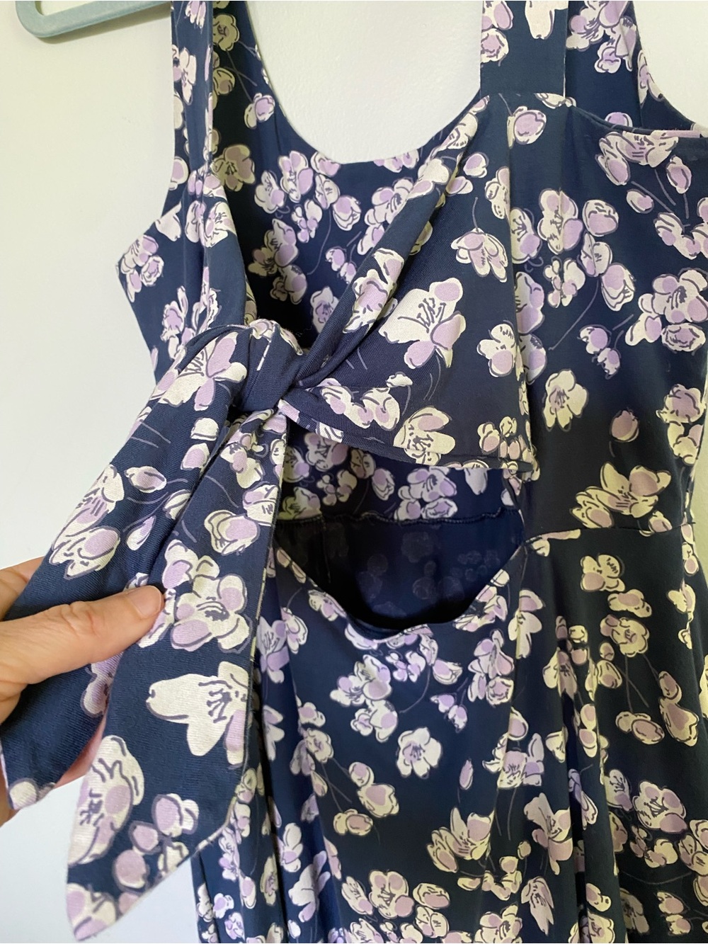 Pact Navy Blue Floral Tie-back Dress with White Blossoms - Picture 5 of 6